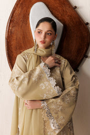 Farasha Veira Embroidered Raw Silk Unstitched 3Pc Suit D-06 Ivory Sand