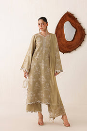 Farasha Veira Embroidered Raw Silk Unstitched 3Pc Suit D-06 Ivory Sand