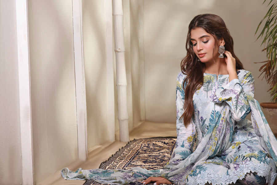 Feathers Premium Printed Lawn Unstitched 3Pc Suit JASMINE-FT119