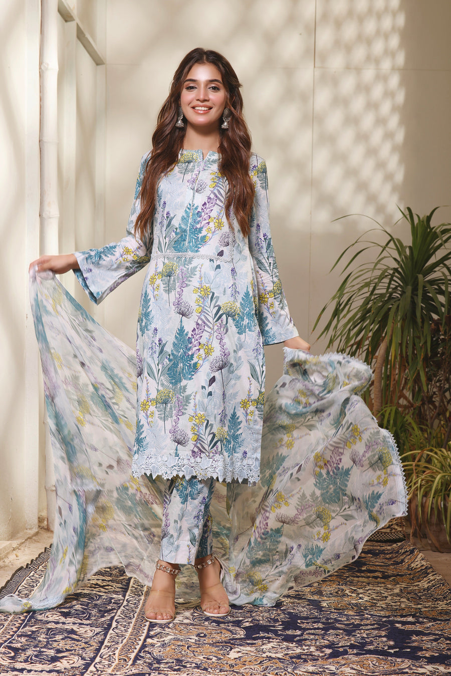 Feathers Premium Printed Lawn Unstitched 3Pc Suit JASMINE-FT119