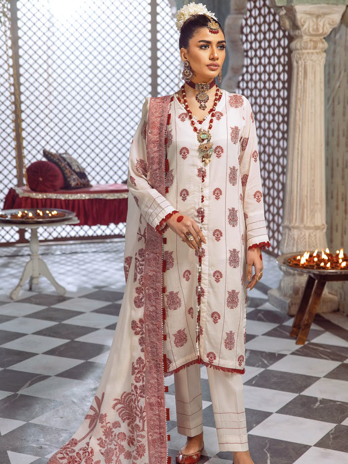 Gul Ahmed Premium Embroidered Jacquard Unstitched 3Pc Suit JD-42003