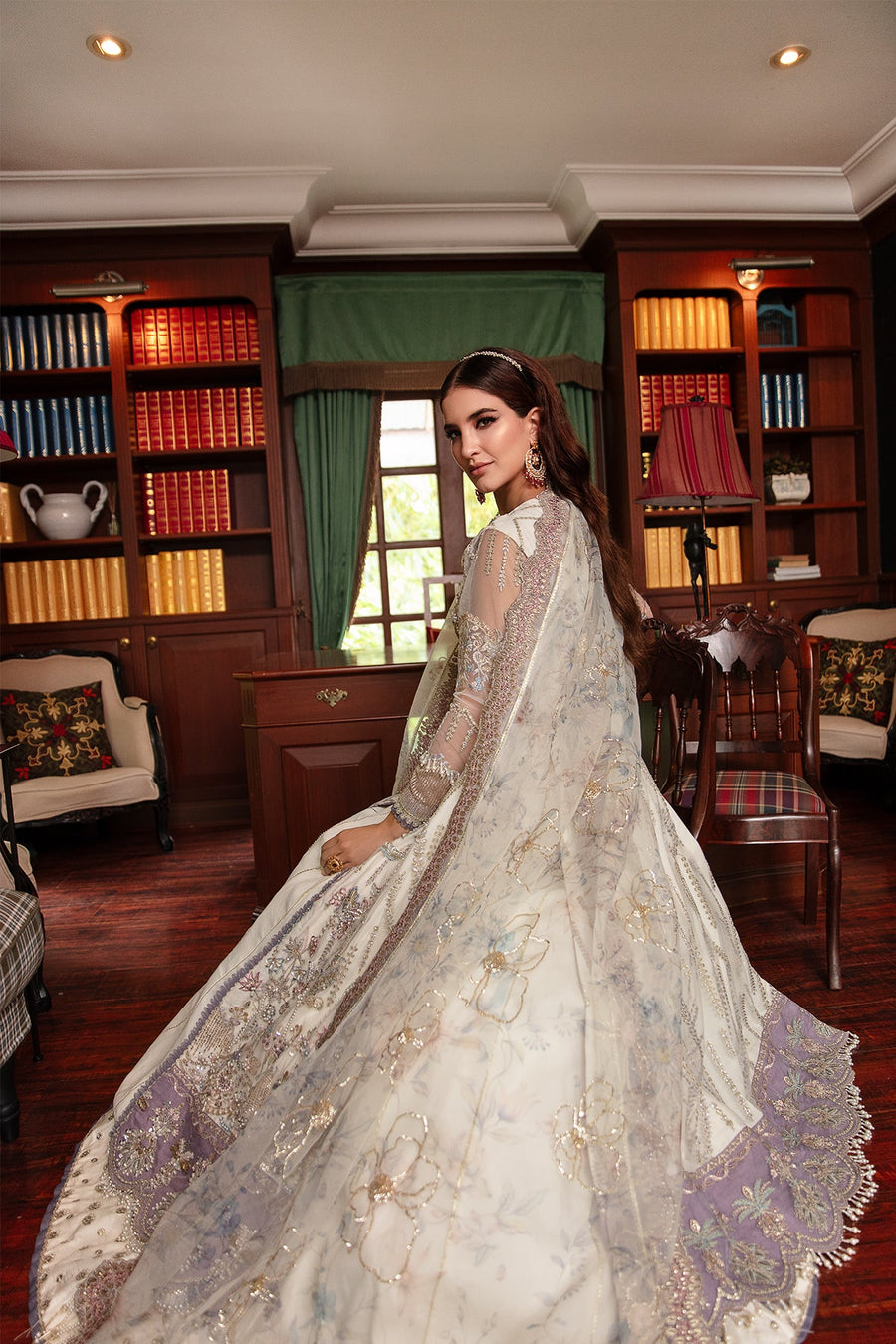 Alif by AJR Couture Embroidered Net Unstitched 3Pc Suit - JEWEL