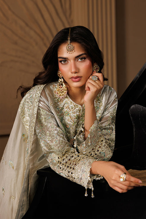 Emaan Adeel Celeste Embroidered Mesoury Unstitched 3Pc Suit - JEWEL