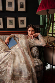 Alif by AJR Couture Embroidered Net Unstitched 3Pc Suit - JEWEL