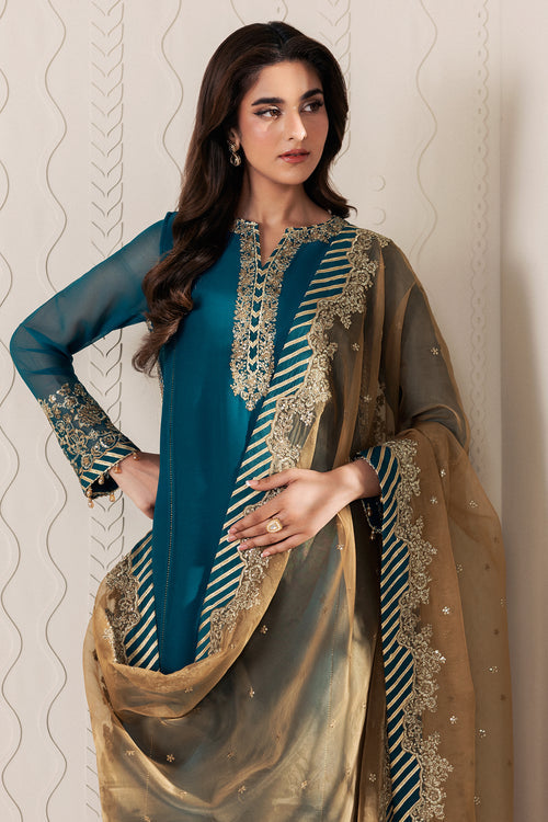 Zarif Bayaan Embroidered Luxury Chiffon Unstitched 3Pc Suit - JHEEL