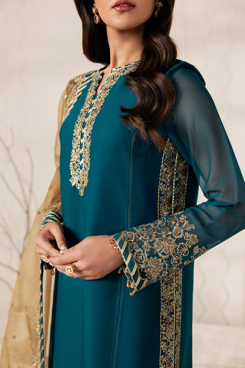 Zarif Bayaan Embroidered Luxury Chiffon Unstitched 3Pc Suit - JHEEL