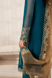 Zarif Bayaan Embroidered Luxury Chiffon Unstitched 3Pc Suit - JHEEL
