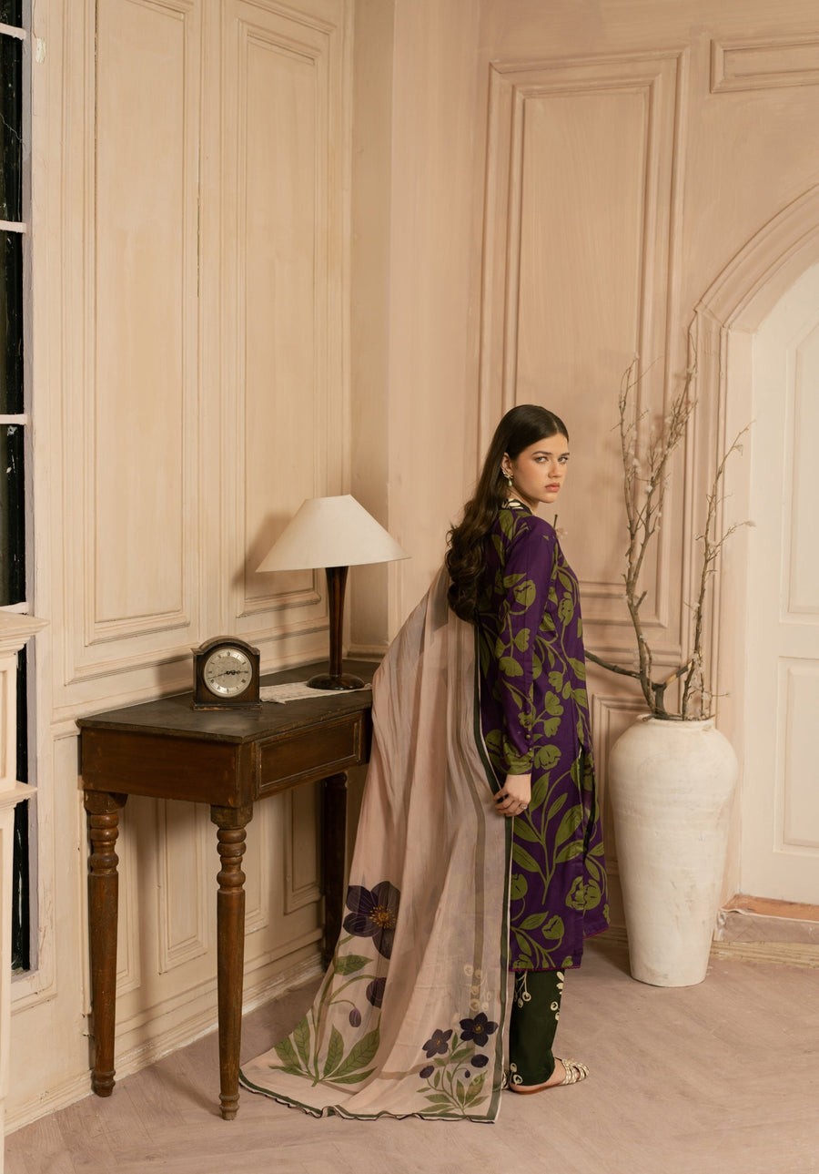 Feathers Dewdrop Unstitched Digital Printed Lawn 3Pc Suit JISR-FT447