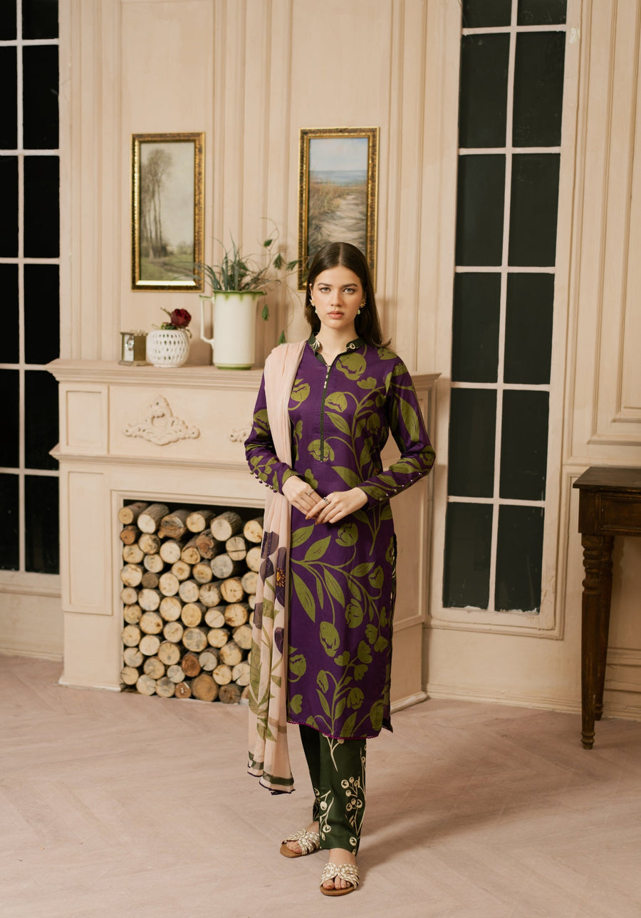Feathers Dewdrop Unstitched Digital Printed Lawn 3Pc Suit JISR-FT447