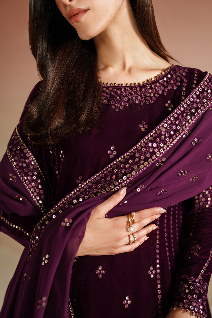 Jazmin Velvet Vogue Unstitched Embroidered 3Pc Suit VVF-D-01