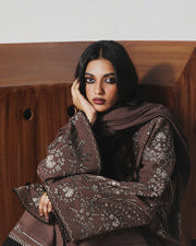 Jugnu Lahore Womenswear Embroidered Karandi Unstitched 3Pc Suit - JABAH