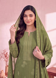 Zeenia Marina Vol-02 Digital Printed Dhanak Marina Unstitched 3Pc Suit DS-03 Jade