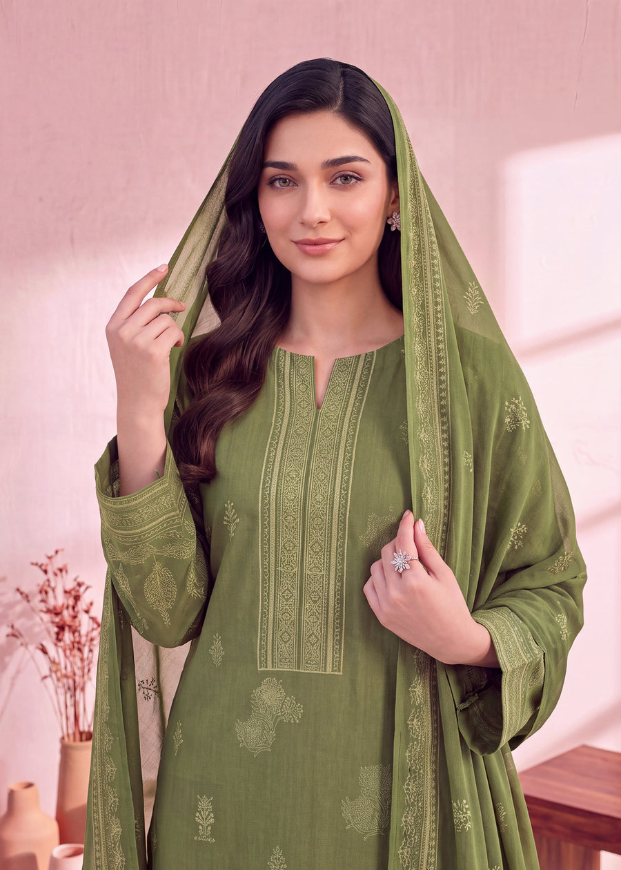 Zeenia Marina Vol-02 Digital Printed Dhanak Marina Unstitched 3Pc Suit DS-03 Jade