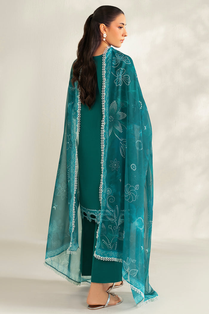 Farasha Summer Weaves Embroidered Lawn Unstitched 3Pc Suit - Jade Dazzle
