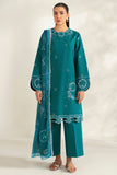 Farasha Summer Weaves Embroidered Lawn Unstitched 3Pc Suit - Jade Dazzle