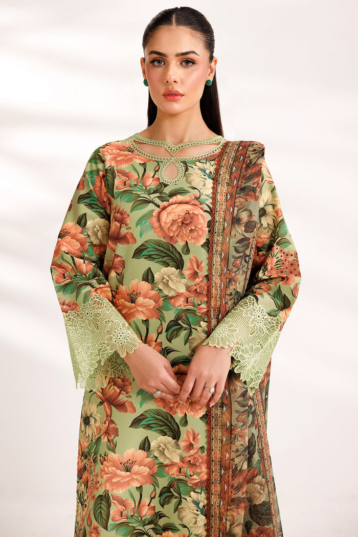 Farasha Summer Essentials Embroidered Lawn Unstitched 3Pc Suit - Jade Dome