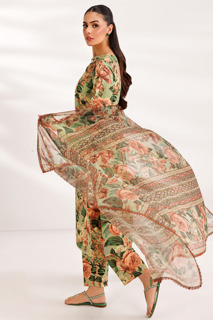 Farasha Summer Essentials Embroidered Lawn Unstitched 3Pc Suit - Jade Dome