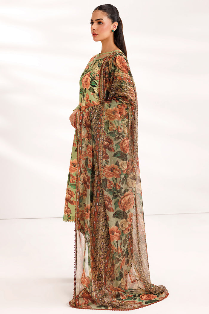 Farasha Summer Essentials Embroidered Lawn Unstitched 3Pc Suit - Jade Dome