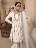 Hemstitch Embroidered Raw Silk Ready to Wear 3Pc Suit - Jahanara