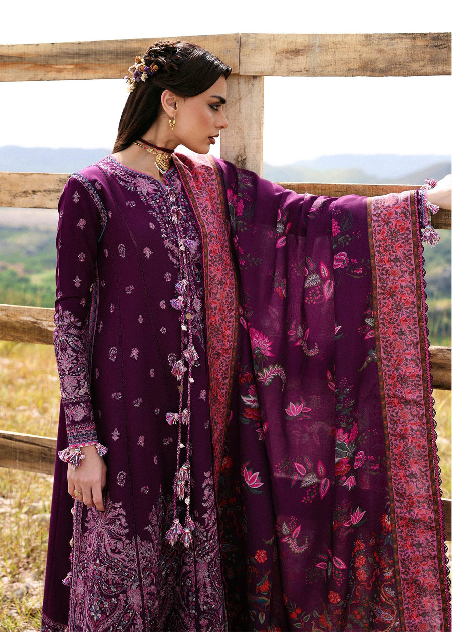Hussain Rehar Embroidered Khaddar Unstitched 3Pc Suit - Jamni