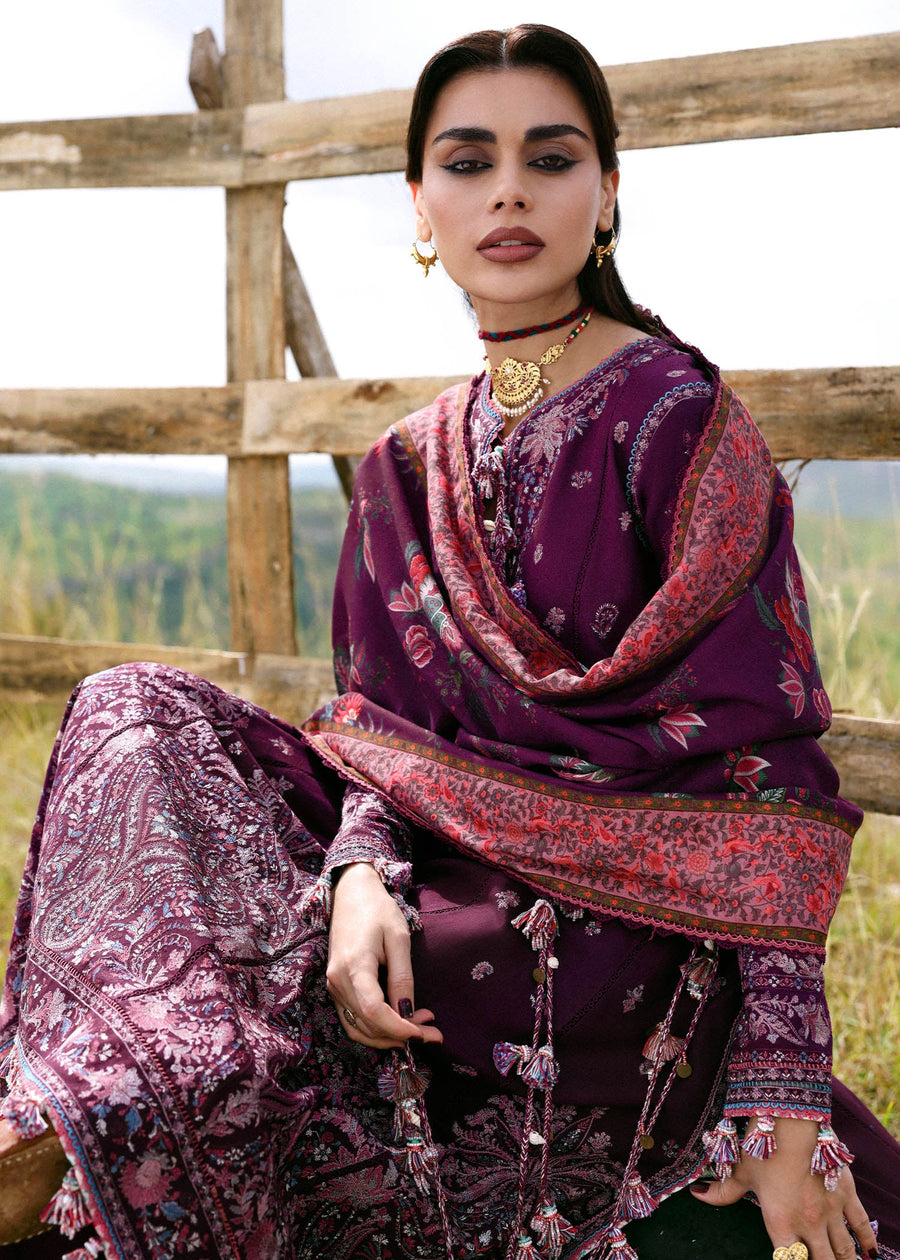 Hussain Rehar Embroidered Khaddar Unstitched 3Pc Suit - Jamni