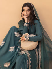 Hemstitch Embroidered Raw Silk Ready to Wear 3Pc Suit - Jasmine
