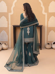 Hemstitch Embroidered Raw Silk Ready to Wear 3Pc Suit - Jasmine