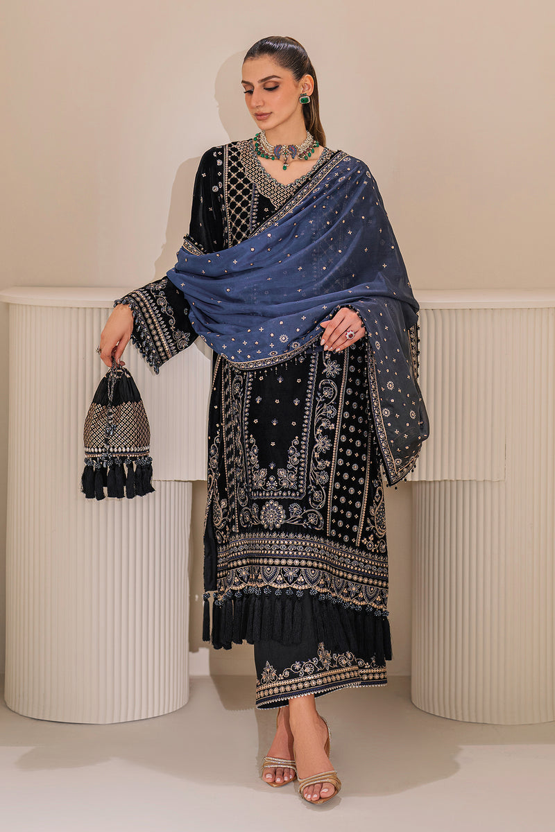 Baroque Exclusive Formal Embroidered Velvet Unstitched 3Pc Suit UF-755