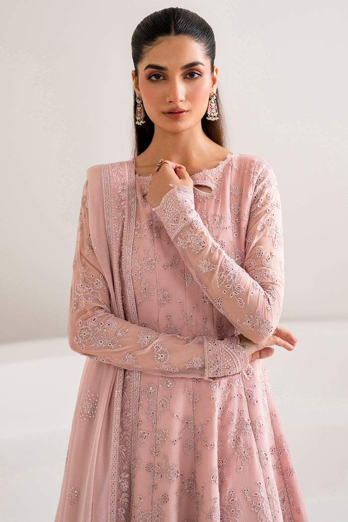 Farasha Luxury Formal Embroidered Chiffon Unstitched 3Pc Suit - Jewel