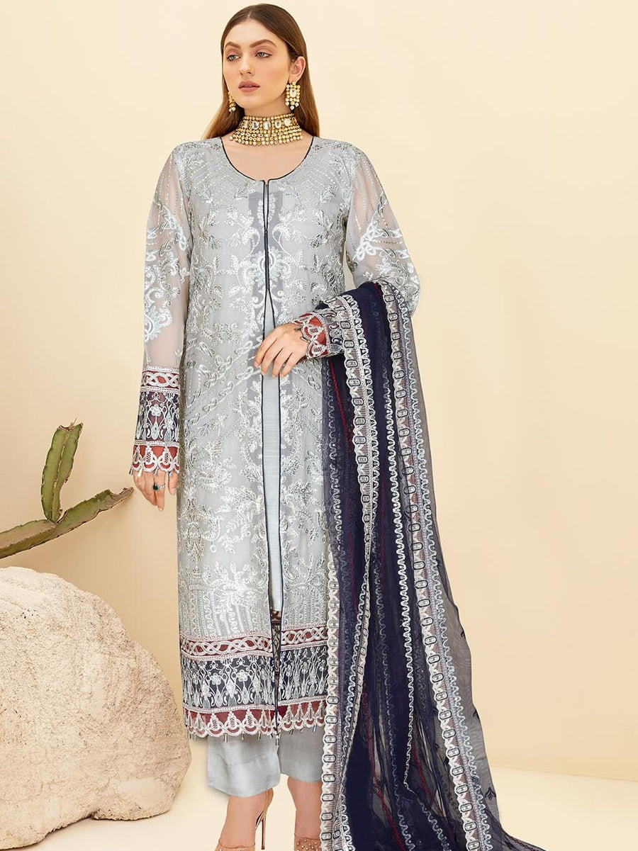 Kashish by Ramsha Embroidered Chiffon Unstitched 3Pc Suit K-102