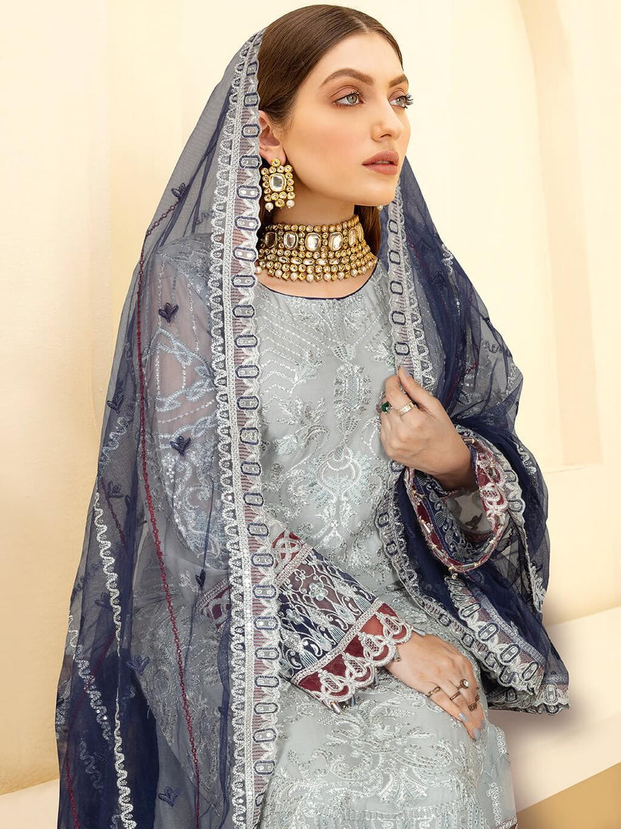 Kashish by Ramsha Embroidered Chiffon Unstitched 3Pc Suit K-102