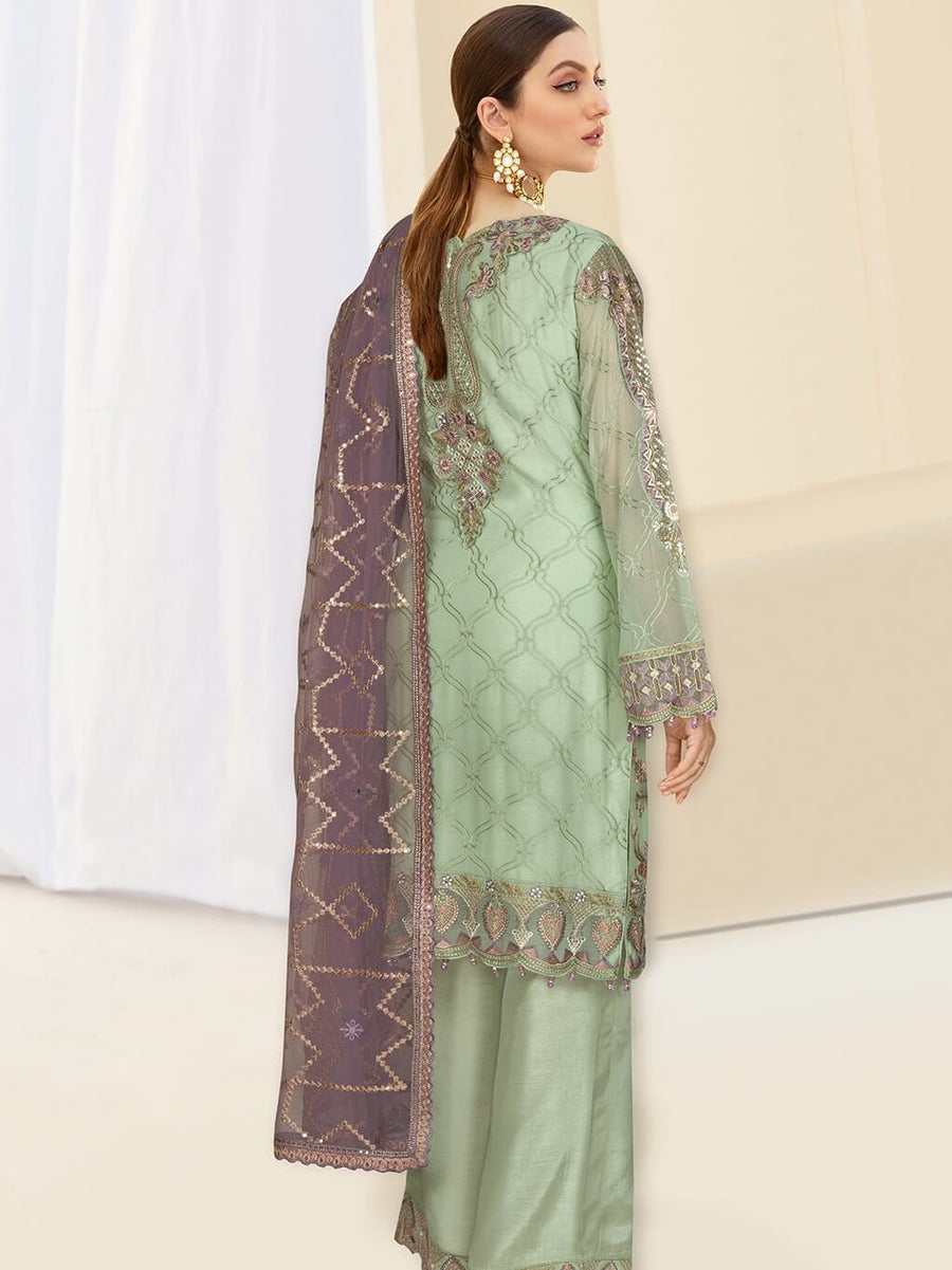Kashish by Ramsha Embroidered Chiffon Unstitched 3Pc Suit K-103
