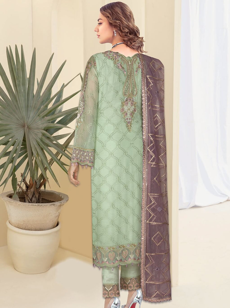 Kashish by Ramsha Embroidered Chiffon Unstitched 3Pc Suit K-103