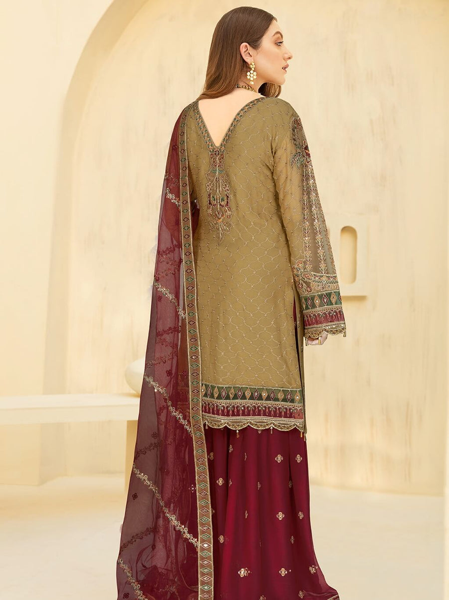 Kashish by Ramsha Embroidered Chiffon Unstitched 3Pc Suit K-104