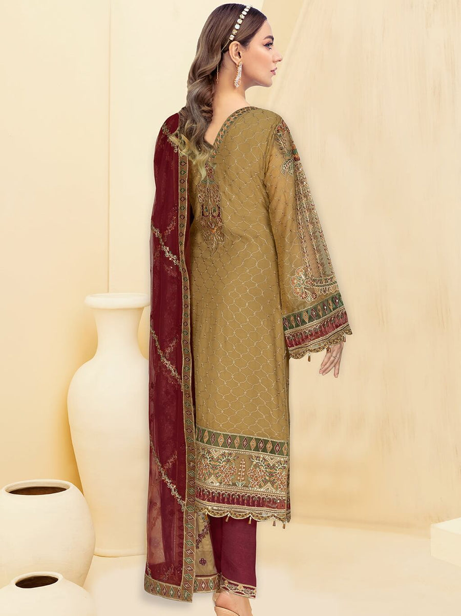 Kashish by Ramsha Embroidered Chiffon Unstitched 3Pc Suit K-104