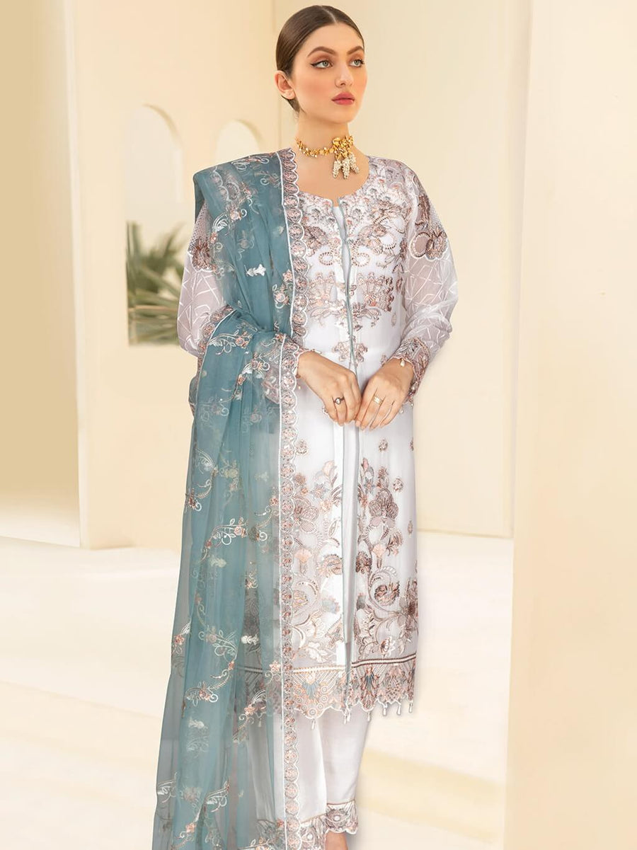 Kashish by Ramsha Embroidered Chiffon Unstitched 3Pc Suit K-105