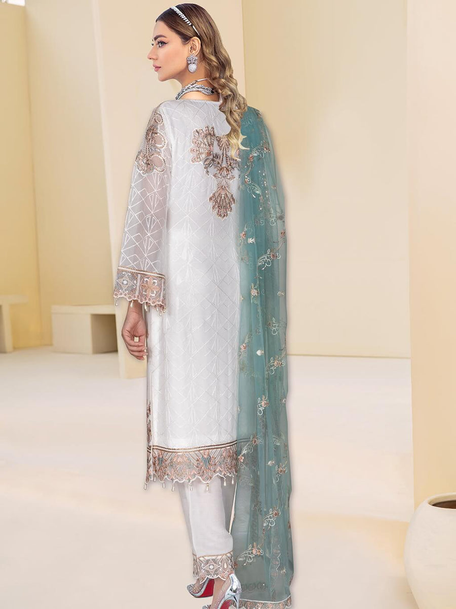 Kashish by Ramsha Embroidered Chiffon Unstitched 3Pc Suit K-105