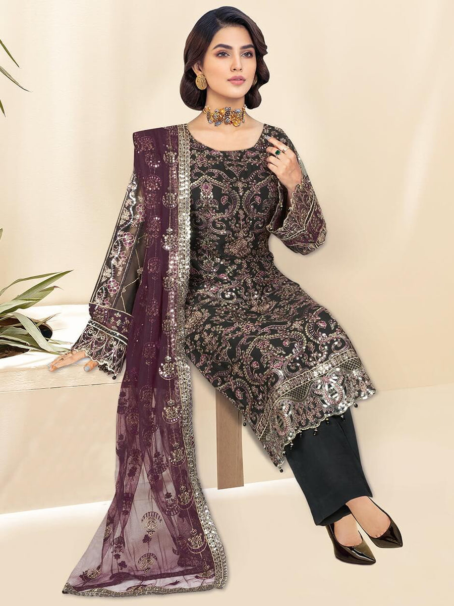 Kashish by Ramsha Embroidered Chiffon Unstitched 3Pc Suit K-106