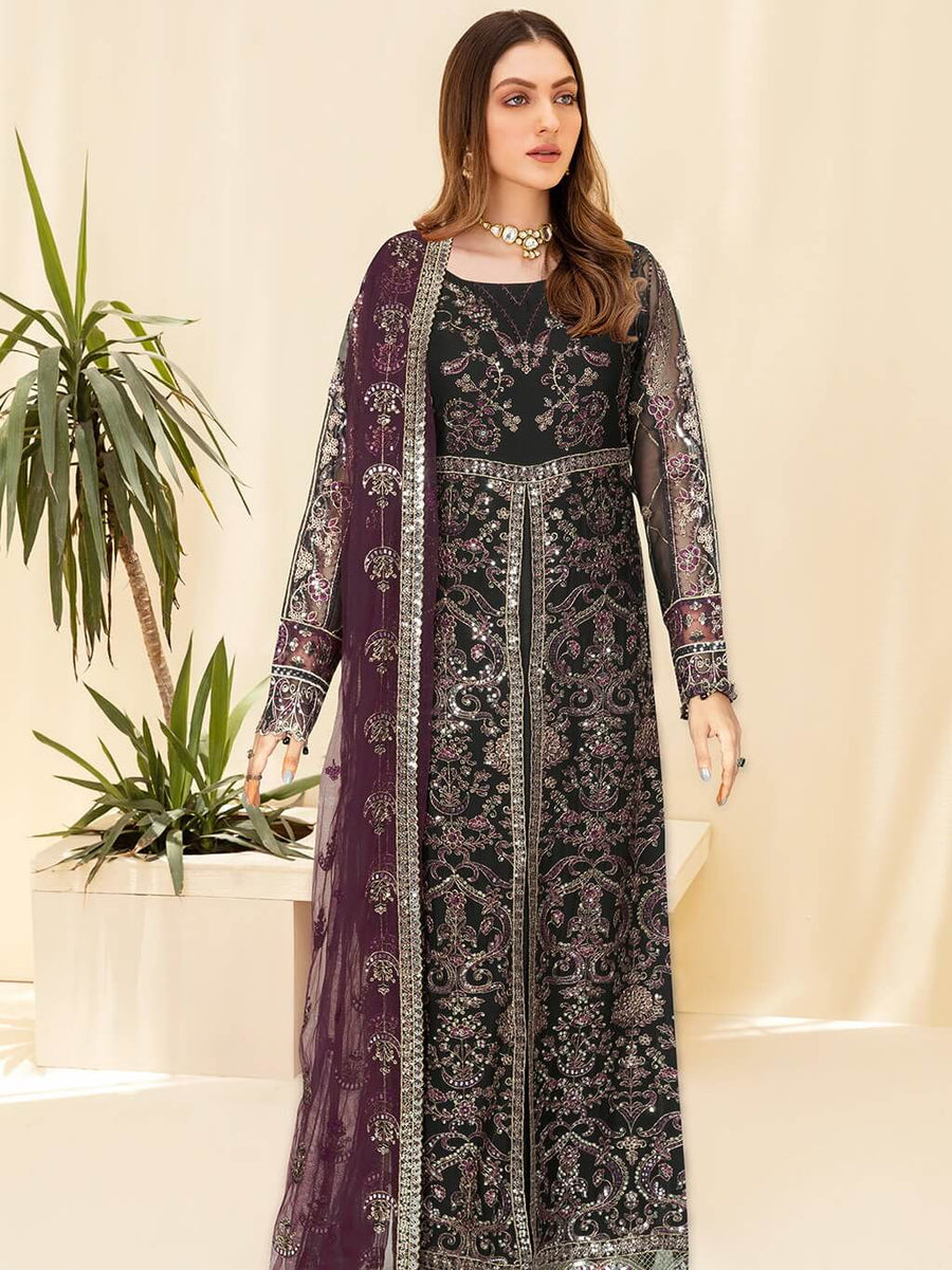 Kashish by Ramsha Embroidered Chiffon Unstitched 3Pc Suit K-106