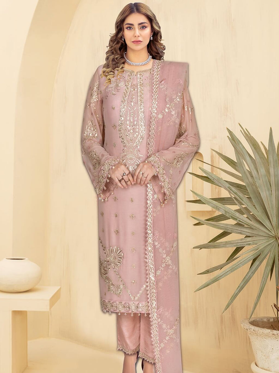 Kashish by Ramsha Embroidered Chiffon Unstitched 3Pc Suit K-107