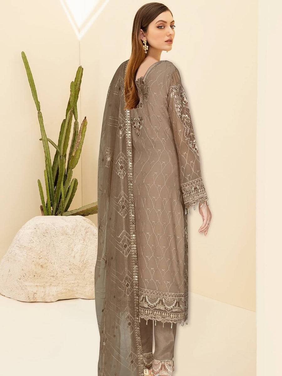 Kashish by Ramsha Embroidered Chiffon Unstitched 3Pc Suit K-108