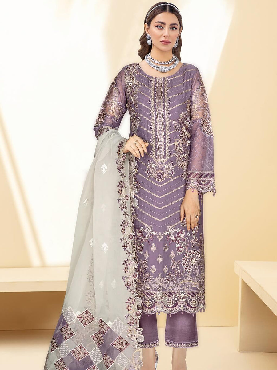 Kashish by Ramsha Embroidered Chiffon Unstitched 3Pc Suit K-109