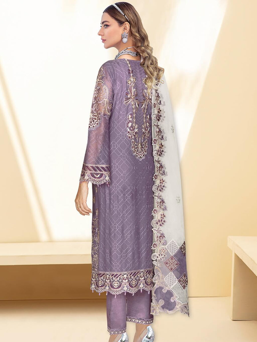 Kashish by Ramsha Embroidered Chiffon Unstitched 3Pc Suit K-109