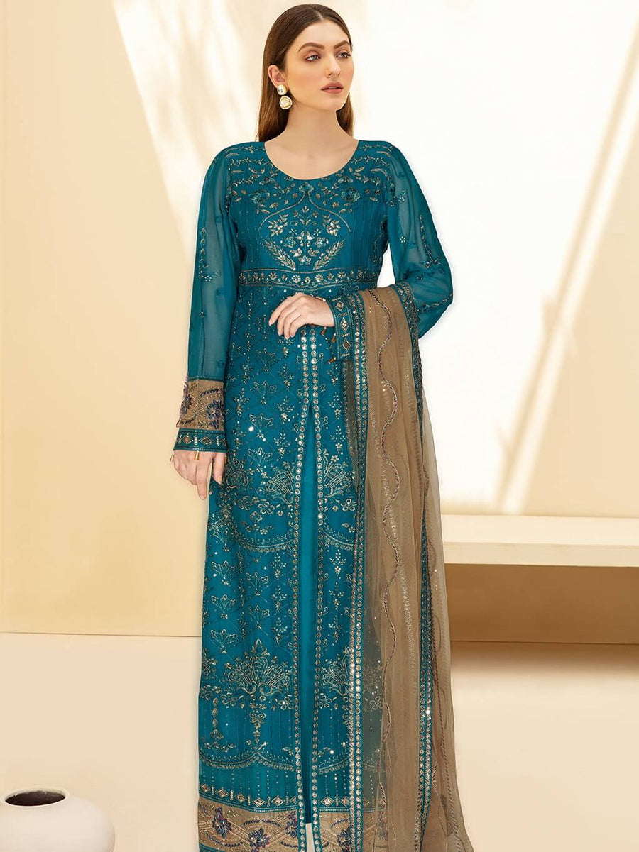 Kashish by Ramsha Embroidered Chiffon Unstitched 3Pc Suit K-110