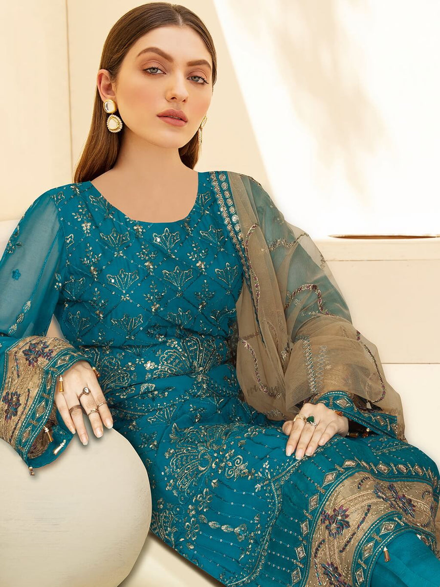 Kashish by Ramsha Embroidered Chiffon Unstitched 3Pc Suit K-110