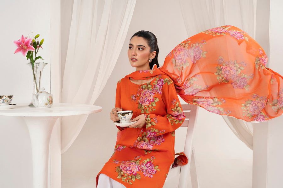 Feathers Premium Printed Lawn Unstitched 3Pc Suit KALORIX-FT707