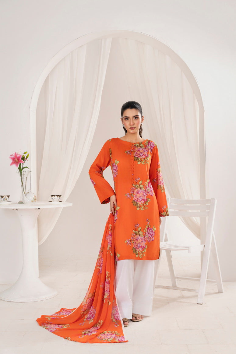Feathers Premium Printed Lawn Unstitched 3Pc Suit KALORIX-FT707