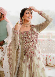 Akbar Aslam Shadmani Embroidered Organza Unstitched 3Pc Suit - KANEEL