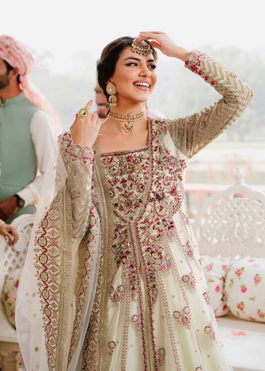 Akbar Aslam Shadmani Embroidered Organza Unstitched 3Pc Suit - KANEEL