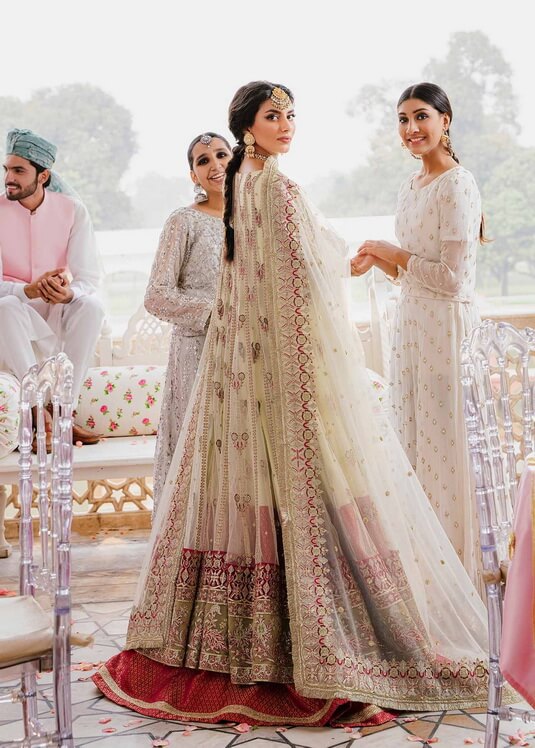 Akbar Aslam Shadmani Embroidered Organza Unstitched 3Pc Suit - KANEEL
